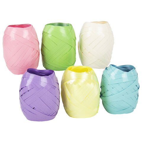 Лента упаковочная декоративная для подарков, глянец, 6 шт., 5 мм х 10 м, цвет ассорти, ЗОЛОТАЯ СКАЗК