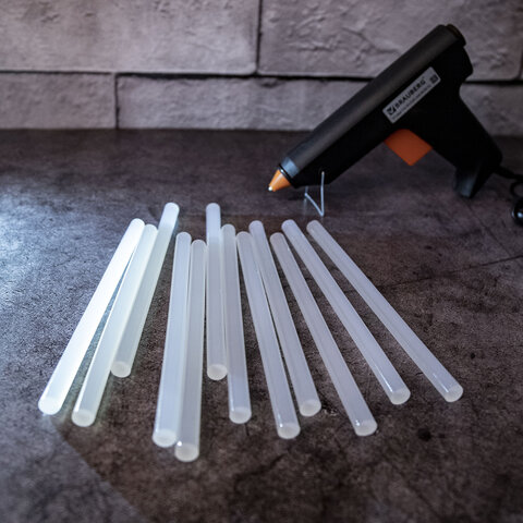 Клеевые стержни, диаметр 11 мм, длина 200 мм, прозрачные, комплект 12 шт., BRAUBERG, европодвес, 670