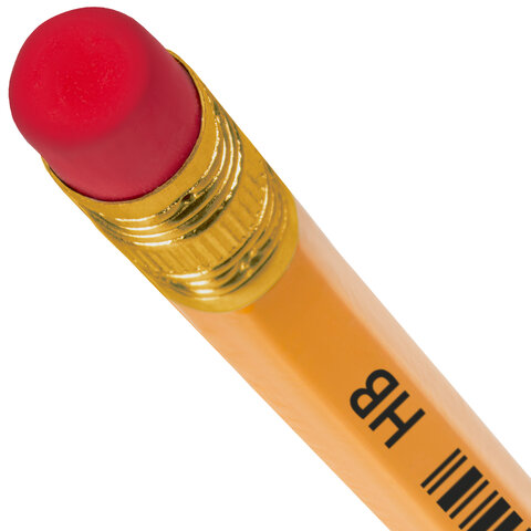 Карандаш чернографитный с ластиком STAFF "EVERYDAY" BLP-YLW, 1 шт., НВ, пластиковый, корпус жёлтый, 