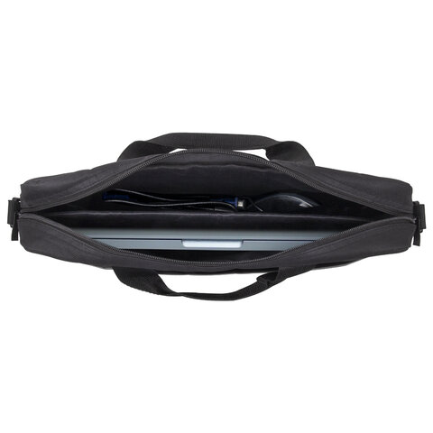 Сумка портфель BRAUBERG PRACTICAL с отделением для ноутбука 15,6", Grey line, черная, 29х40х7 см, 27