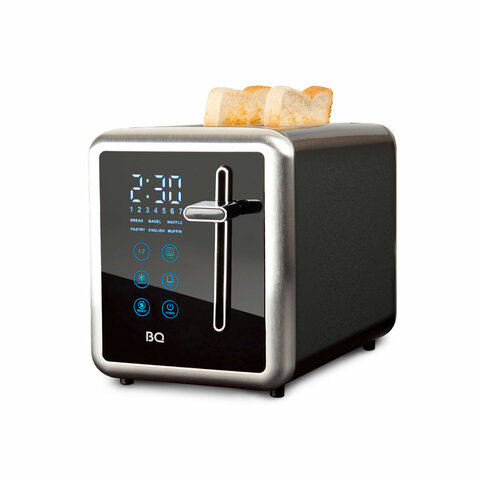 Тостер BQ (БИ-КЬЮ) T4002, 850 Вт, 2 тоста, 7 режимов, сенсорное управление, нержавеющая сталь, 86198