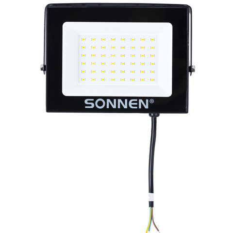 Прожектор светодиодный 50 Вт, 6500 К, 4000 Лм, 50 м2, IP65, 176x123x26 мм, черный, SONNEN, 238414