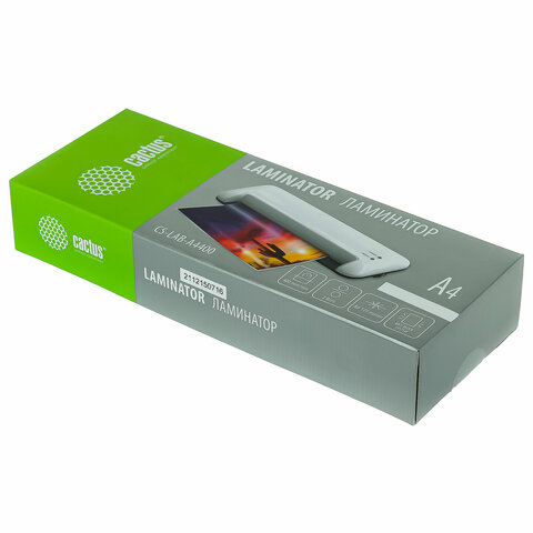 Ламинатор CACTUS CS-LAB-A4400, формат A4, толщина пленки 80-125 мкм, скорость 40 см/мин, белый, 1077