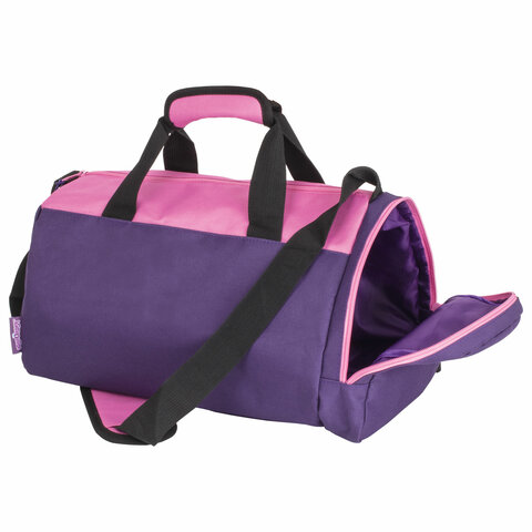 Сумка для занятий спортивная ЮНЛАНДИЯ с отделением для обуви, 40х22х20 см, фиолетовый/розовый, 27009