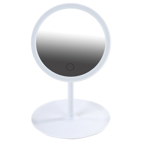 Зеркало настольное с LED-подсветкой для макияжа, диаметр 17 см, 3 режима свечения, аккумулятор 800 m