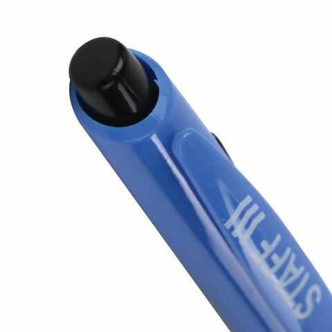 Ручка шариковая автоматическая с грипом STAFF "BP-16 Neon", СИНЯЯ, ассорти, линия письма 0,35 мм, 14