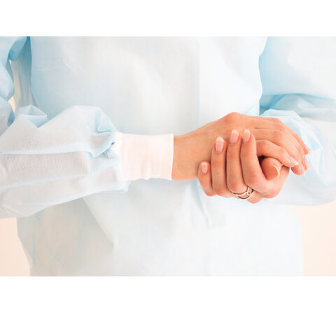 Халат хирургический стерильный 140 см, 52-54 р., манжета, спанбонд 25 г/м2, ГЕКСА, голубой