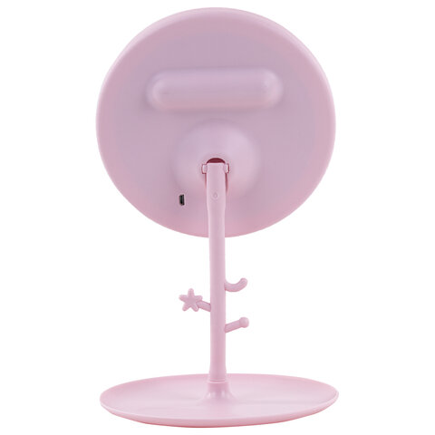 Зеркало настольное с LED-подсветкой для макияжа, диаметр 17 см, 3 режима свечения, аккумулятор 1200 