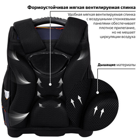 Ранец ЮНЛАНДИЯ WISE, 1 отделение, 3 кармана, устойчивое дно, Volcano split, 37х29х15 см, 273162