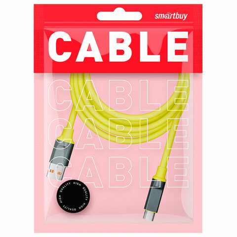 Кабель BOLD USB – Type-C, 1 м, 3 А, SMARTBUY, для быстрой зарядки и передачи данных, толстый, желтый