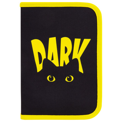 Пенал BRAUBERG с наполнением, 1 отделение, 1 откидная планка, 24 предмета, 21х14 см, "Dark cat", 272