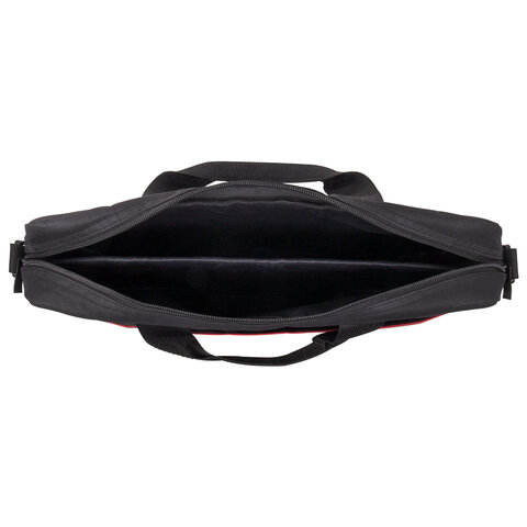 Сумка портфель BRAUBERG PRACTICAL с отделением для ноутбука 15,6", "Red line", черная, 29х40х7 см, 2