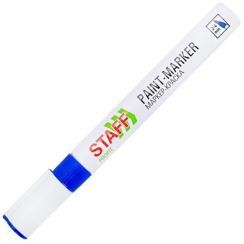 Маркер-краска лаковый (paint marker) 2-4 мм, СИНИЙ, НИТРО-ОСНОВА, STAFF PROFIT, для любых поверхност