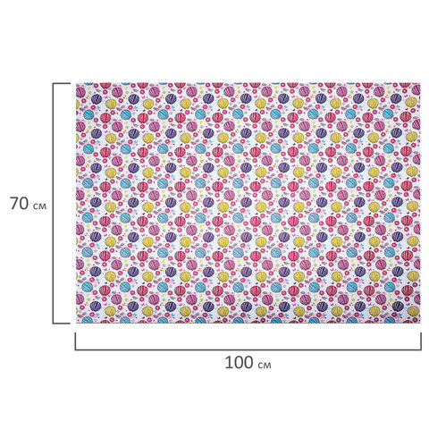 Бумага упаковочная подарочная мелованная "For Kids", 70x100 см, 10 дизайнов ассорти, ЗОЛОТАЯ СКАЗКА,