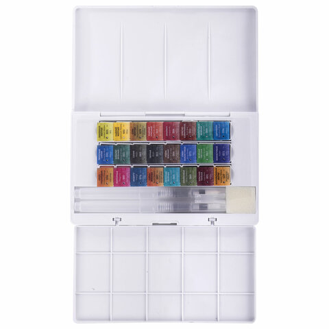 Акварель художественная кюветы НАБОР 24 цвета по 3,5 г, пластиковый кейс, BRAUBERG ART CLASSIC, 1917