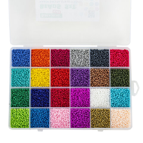 Набор для создания бижутерии и украшений из бисера BEADS SET, 6000 элементов, 24 вида, BRAUBERG KIDS