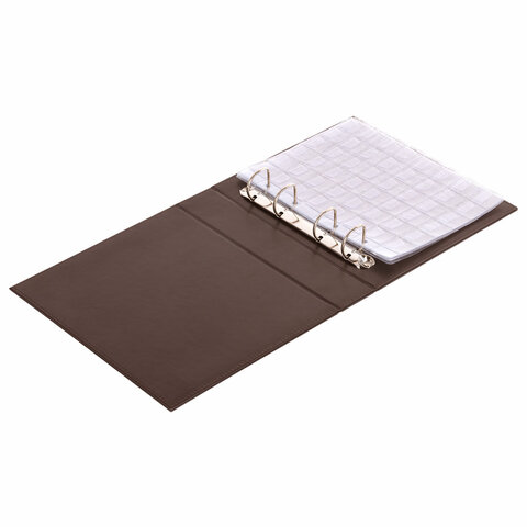 Альбом нумизмата из экокожи для монет и купюр OPTIMA, 245х270 мм, со стартовым комплектом, STAFF, 23