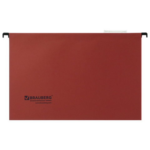 Подвесные папки А4/Foolscap (406х245 мм), до 80 листов, КОМПЛЕКТ 10 шт., красные, картон, BRAUBERG (