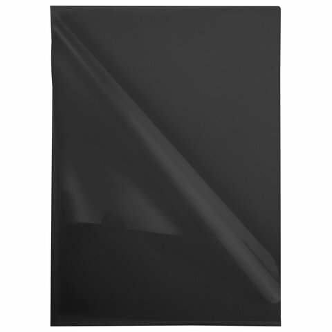 Папка-уголок прозрачная А4 BRAUBERG UNIVERSAL, черная, 0,10 мм, 273046