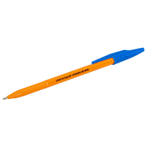 Ручка шариковая STAFF "Basic BP-66 ORANGE", СИНЯЯ, корпус оранжевый, узел 1 мм, линия письма 0,5 мм,