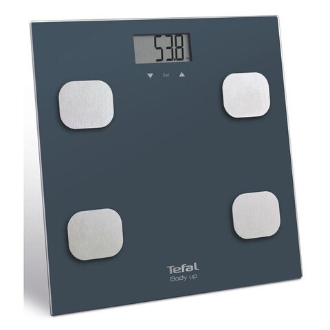 Весы напольные TEFAL Body Up BM2520V0, электронные, максимальная нагрузка 150 кг, квадрат, стекло, с