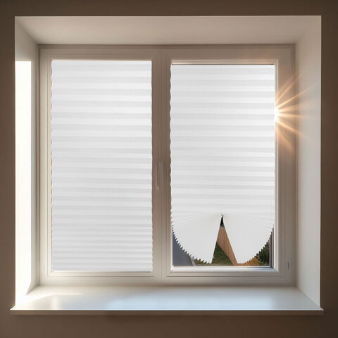 Жалюзи-плиссе, штора тканевая самоклеящаяся BRABIX, 120х180 см, "СТАНДАРТ+", 80 г/м2, цвет белый, 1 