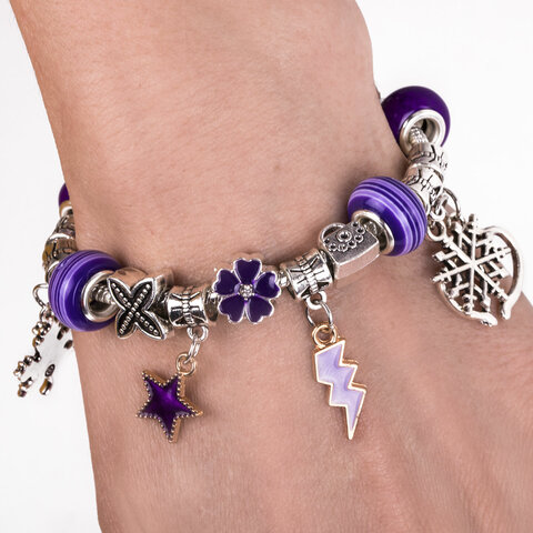 Набор для создания бижутерии и украшений 66 элементов Аметист, бусины, браслеты, подвески, BRAUBERG 