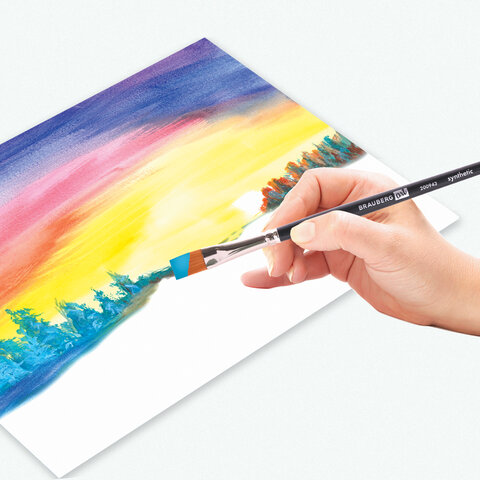 Кисти художественные BRAUBERG ART, набор 4 штуки, синтетика, (круглые № 1, 3, плоские № 4, 10), 2009