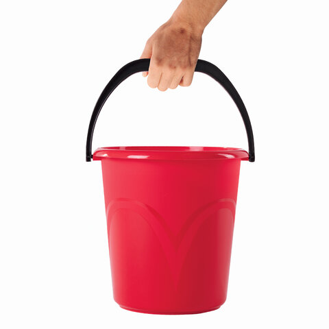 Ведро 8 л, без крышки, пластиковое, пищевое, с глянцевым узором, цвет красный, мерная шкала, LAIMA, 