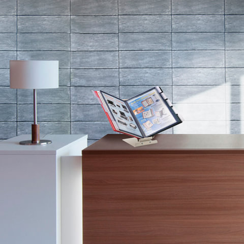 Демосистема настольная/настенная металлическая с 10 цветными панелями А4, серая, BRAUBERG "SOLID", 2