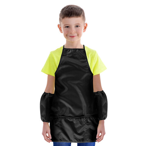 Фартук с нарукавниками для уроков труда ПИФАГОР, 3 кармана, увеличенный размер, 45x60 см, черный, 27