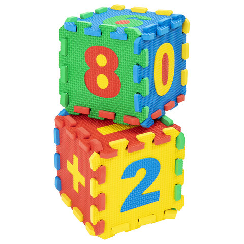 Коврик-пазл напольный 0,75х0,45 м, мягкий, "Учим цифры", 15 частей 15х15 см, толщина 1 см, ЮНЛАНДИЯ,