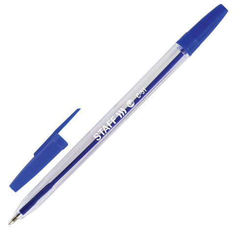 Ручки шариковые STAFF "C-51", НАБОР 10 шт., АССОРТИ, узел 1 мм, линия письма 0,5 мм, 142818