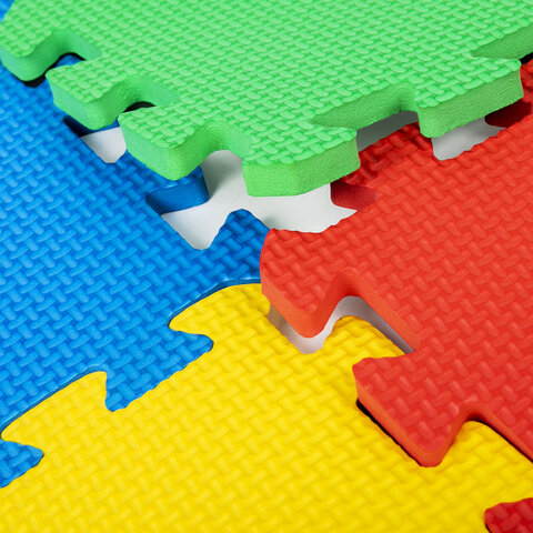 Коврик-пазл напольный 0,9х0,9 м, мягкий, "Игрушки", 9 частей 30х30 см, толщина 1 см, ЮНЛАНДИЯ, 64666