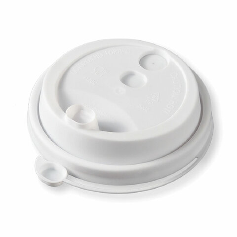 Крышка с питейником для бумажного стакана, диаметр 80 мм, матовая, белая, полипропилен, ВЗЛП, 3002М/