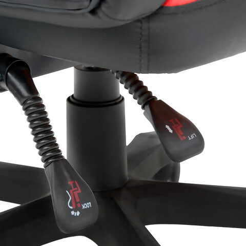 Кресло компьютерное CROMEX "Start GM-105", две подушки, экокожа, черное/красное, 532957