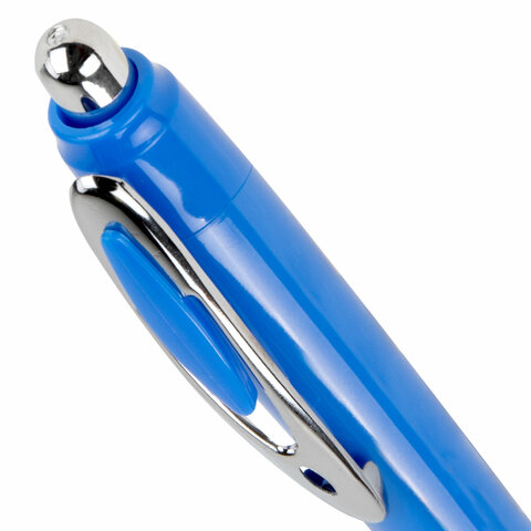 Ручка шариковая автоматическая с грипом BRAUBERG DELTA COLOR, СИНЯЯ, ассорти, узел 0,7 мм, линия пис