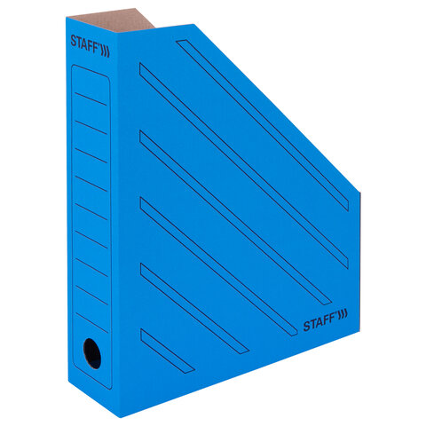 Лоток вертикальный для бумаг (260х320 мм), 75 мм, до 700 листов, микрогофрокартон, STAFF, СИНИЙ, 128