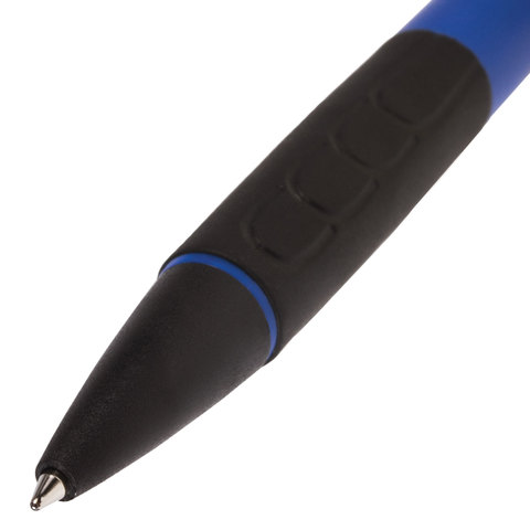 Ручка шариковая автоматическая с грипом BRAUBERG "Klasse", СИНЯЯ, корпус ассорти, узел 0,7 мм, линия