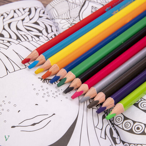 Карандаши цветные акварельные BRAUBERG PREMIUM AQUARELLE, 12 цветов, трехгранные, утолщенный грифель