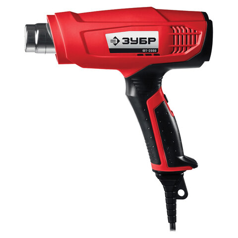 Фен технический сетевой, 2000 Вт, насадки 3 шт., 650 градусов, расход воздуха 550 л/мин, ЗУБР ФТ-200