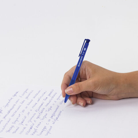 Ручка шариковая автоматическая BRAUBERG A-30 "WRITING 3.0", СИНЯЯ, пишущий узел 0,5 мм, линия письма