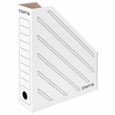 Лоток вертикальный для бумаг (260х320 мм), 75 мм, до 700 листов, микрогофрокартон, STAFF, БЕЛЫЙ, 128