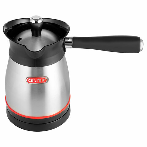Турка электрическая CENTEK CT-1080, 0,5 л, 480 Вт, механическое управление, с крышкой, стальная, CT-