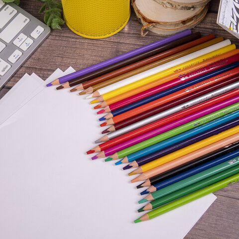 Карандаши цветные акварельные BRAUBERG PREMIUM AQUARELLE, 24 цвета, трехгранные, утолщенный грифель 