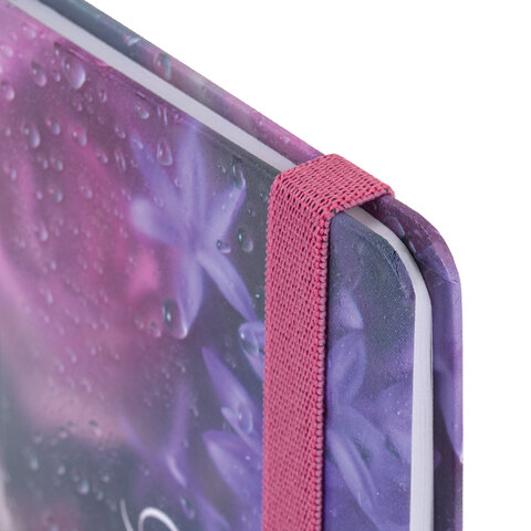 Еженедельник датированный 2026 с резинкой 171х93 мм, BRAUBERG, твердый, УФ-ЛАК, 64 л., "Цветы", 1173