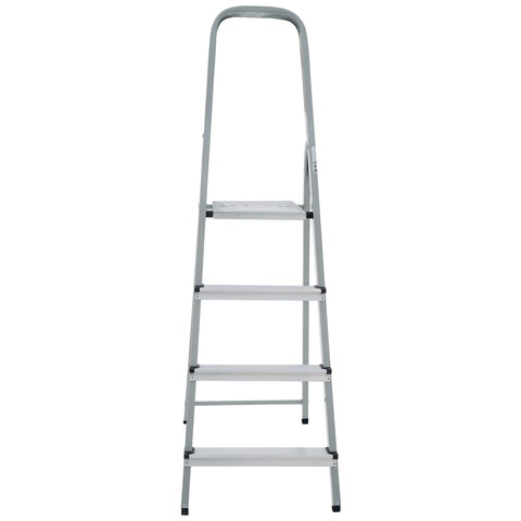 Стремянка сталь / алюминий 4 ступени, высота площадки 0,81м, дуга 0,6м, площадка 26х26см, до 150кг, 