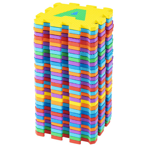 Коврик-пазл напольный 1,2х0,6 м, мягкий, "Алфавит", 32 элемента 15х15 см, толщина 1 см, ЮНЛАНДИЯ, 66