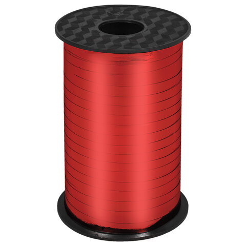 Лента упаковочная декоративная для шаров и подарков, металлик, 5 мм х 250 м, красная, ЗОЛОТАЯ СКАЗКА