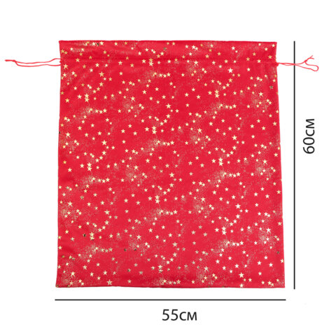 Подарочный мешок (1 штука) новогодний, 55х60см, "Зимнее небо", вельвет, фольга, ЗОЛОТАЯ СКАЗКА, 5925